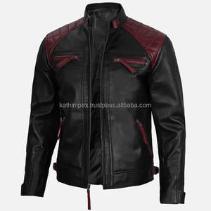 Chaqueta de cuero acolchada personalizada OEM para hombre, mangas a rayas, bolsillos con múltiples cremalleras, hebillas laterales para invierno informal transpirable - Product Image 2