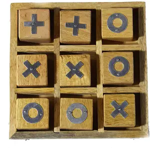 木製チックタックトゥゲームXOボードゲームおもちゃクロスゲーム | ファミリーボードゲーム | リビングルームの装飾の3D旅行
