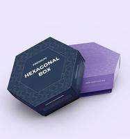 Boîte d'emballage en papier rigide hexagonale de luxe avec matériaux recyclés Doublure en éponge Rangement pliable avec logo personnalisé pour bijoux parfum