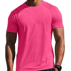 Microfibra nuevo estilo Formal 100% poliéster manga corta cuello redondo diseño sólido secado rápido tejido gimnasio camiseta para hombres - Product Image 1