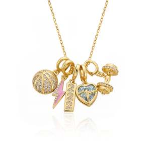 Pendentif Jeulia Move My Way Pave Angel Number Charm en zircon plaqué or 18 carats - Product Image 2
