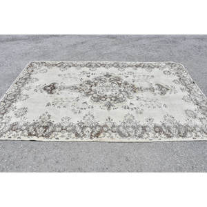 Antique Beige Marron 5.7 X 9.1ft Laine Vintage Turc Tapis Patchwork Plat Armure pour Adolescent Salon Décor Latex Soutenu - Product Image 4