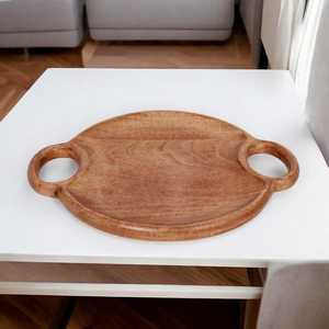 ถาดเสิร์ฟไม้วอลนัททำมือทันสมัย พร้อมหูจับแบบออตโตมัน สำหรับตกแต่งห้องนั่งเล่น ของขวัญตกแต่งบ้าน ไอเดียของขวัญ MS Handicraft แพ็คเกจหลายชิ้น - Product Image 5