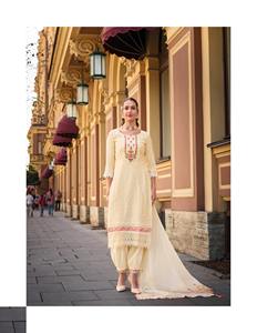 Vêtements éthiques à la mode les plus fantaisistes à la mode Pantalon Kurti en soie jacquard à la demande avec broderie à la main pour la vente - Product Image 4