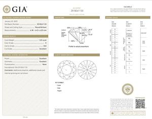 B2B D'Vins Bijoux GIA Certifié 1.02 CT Lâche Diamant Blanc Naturel rond E Couleur FL Pureté EX Coupe Polie - Product Image 2