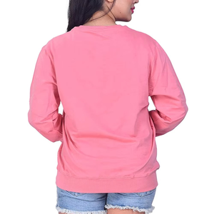 Sudadera de Manga Larga con Cuello Redondo para Mujer, Personalizada, de Algodón/Poliéster, Color Rosa Sólido, Ecológica, Transpirable y Antiarrugas - Product Image 2