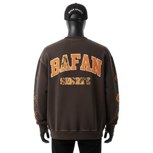 Sweat-shirt oversize pour homme en molleton de coton à grammage élevé, tissu doux au toucher, logo brodé en chenille personnalisé, sweat-shirts basiques oversize - Product Image 2