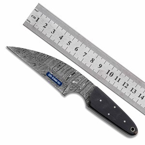 Couteau de chasse personnalisable de haute qualité DD-DAM-108 fait à la main lame en acier damas manche en corne de buffle gaine en cuir Laser OEM - Product Image 5
