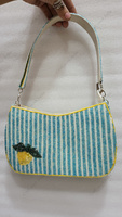 Tas Selempang Motif Lemon Berhias Manik-Manik Buatan Tangan India, Clutch Mewah Buatan Tangan, Dompet Wanita untuk Pesta Malam Musim Panas, Kapasitas Besar
