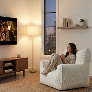 Reclining Square Bean Bag <b>Sofa</b> Chair with Soft Compressed Foam Removable Cover One Seat Floor <b>Sofa</b> <b>Bed</b> for Adults - Product Image 4