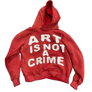 Nueva Sudadera con Capucha Oversize Vintage con Efecto Desgastado y Bordado Personalizado, Estilo Crop Boxy, Poliéster/Algodón 420gsm, Invierno, Unisex - Product Image 1