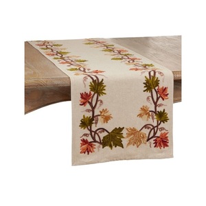 High Quality Organic Cotton Linen <b>Table</b> Runner Unique Floral Beaded Design Dining Hotel Use Perfect Home Wedding Decoration - Product Image 3