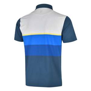 Handee Men's 4-Color Striped Breathable 100% Polyester Knitted Garment Dyed 300g Short Sleeve Golf Shirt - Product Image 2
