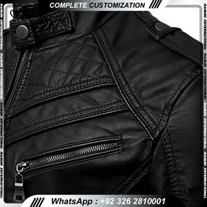Blouson de motard en cuir pour homme élégant en peau de vache durable avec col montant léger pour les longues balades en moto en hiver - Product Image 2