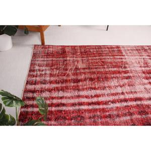 4.3x7.3 ft Rug, Vintage Turkish Rug, <b>Red</b> <b>Wool</b> Rug - Product Image 4