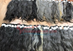 Precio de fábrica, cabello humano liso natural gris a granel, extensión de cabello alineado con cutícula Natural 100% - Product Image 2