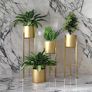 กระถางต้นไม้โลหะขัดเงาที่มีความต้องการสูงสำหรับตกแต่งบ้านในสวนส่งตรงมาจากอินเดียโดยงานฝีมือจาก HF - Product Image 6