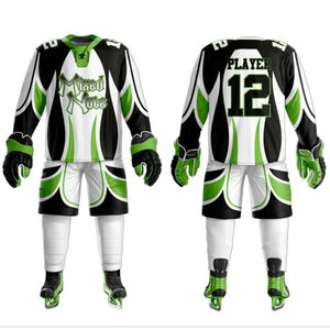 Conjuntos de Uniformes de Hockey sobre Hielo Unisex, 100% Poliéster Ecológico, Secado Rápido, Transpirable, Colores Personalizables, Logotipo, Servicio OEM, Personalizado - Product Image 1