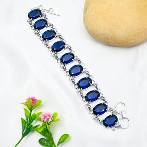 <b>Blue</b> <b>Sapphire</b> <b>Bracelet</b> 925 Sterling Silver Handmade Silver Jewelry Gemstone <b>Bracelet</b> Wedding And Anniversary Gifts For Her - Product Image 1