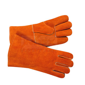Gants de soudure en cuir orange durables pour utilisation en extérieur en hiver - Product Image 2