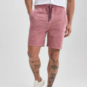 100% coton lavé à l'acide Shorts avec poches latérales hommes coupe décontractée blanc Vintage lavé à la neige Shorts lourds - Product Image 4