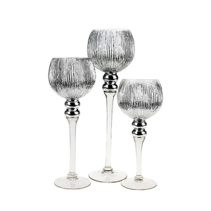 New Arrival Hand Blown Colored Glass Mercury <b>Red</b> Etched Glass <b>Candle</b> Holder for Party - Product Image 4