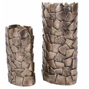 Modern Hammered Silver Metal <b>Vase</b> <b>Set</b> of Two Stylish Tabletop Decor Flower <b>Vases</b> Perfect for Home or Office at Wholesale Price - Product Image 3