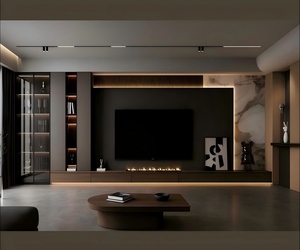 Meuble <span class=keywords><strong>TV</strong></span> <span class=keywords><strong>mural</strong></span> de luxe moderne et minimaliste KEJIA avec armoires flottantes à LED d'ambiance pour projets d'aménagement intérieur d'appartements - Product Image 3