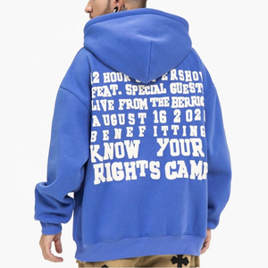 Sudadera con Capucha de Diseño para Hombre, 100% Algodón, Estilo Casual, Hombros Caídos, Estampado Puff, Otoño Invierno, Tallas Grandes, Forro Polar - Product Image 2