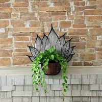 Pot de fleurs suspendu en forme de feuille de lotus moderne, en maille, en fonte enduite de poudre, durable, noir, personnalisable, de haute qualité, pour l'intérieur