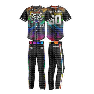 Ensemble de baseball COLORFULL, vente en gros, couleur personnalisée, impression numérique, antibactérien, respirant, uniforme de baseball, gants, sac - Product Image 2