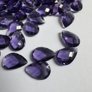 หินควอทซ์สังเคราะห์พลอยแอเมทิสต์ตัดลูกแพร์อัญมณีสีม่วงเหลี่ยมเพชรพลอยหลวมสำหรับทำเครื่องประดับทำควอตซ์อเมทิสต์สังเคราะห์ - Product Image 3