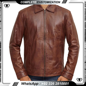 Veste bomber en cuir de vache véritable vieilli pour homme, style vintage, design classique, imperméable et coupe-vent, OEM - Product Image 3