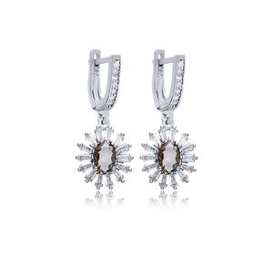 13x15mm diseño de flores ovalado sultanita CZ piedra colgante pendiente 925 plata esterlina para comprador mayorista joyería turca fina - Product Image 1