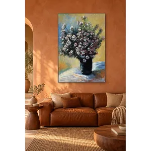 Fida Claude Monet Bouquet de fleurs sur fond jaune Impression sur toile - Product Image 1