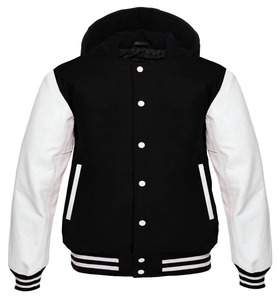 Dernière conception veste de baseball Varsity Lettermen à capuche pour hommes manches noires vestes d'hiver 2026 - Product Image 3