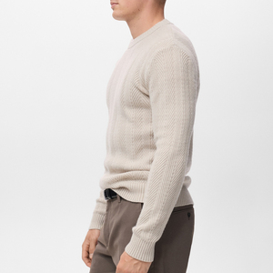 2025 Custom Wholesale Men's Luxury Knitted <b>Sweater</b> Casual Crew Neck Solid Color Long Sleeve <b>Pullover</b> 100% Cotton Front Logo - Product Image 4