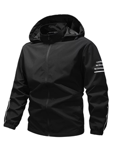 Veste à capuche coupe-vent tendance pour hommes, col montant, fermeture à glissière, vêtements de sport décontractés toutes saisons, manteau d'automne - Product Image 6