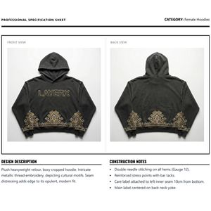 Sweat à capuche pour femme, poids lourd, hiver, 500 g/m², polaire en coton, imprimé 3D en relief, strass, crop top, pull, streetwear - Product Image 6