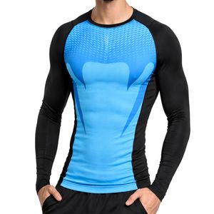T-shirt de sport à manches longues pour homme, compression, séchage rapide, entraînement en salle de sport, rashguard de haute qualité pour homme - Product Image 1