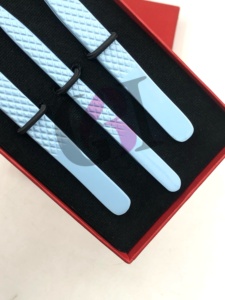 Pinzas Profesionales Nuevas, Delgadas y Rectas de 90 Grados, de Acero Inoxidable para Extensión de Pestañas, con Recubrimiento en Polvo Azul Cielo, Herramientas de Belleza GETUP - Product Image 5