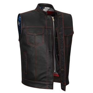 Chaleco de Motocicleta Transpirable de Cuero Personalizado para Hombre, Chaleco de Motociclista de Cuero Vacuno Genuino de Grado A, Chaleco de Cuero para Motociclista OEM - Product Image 1