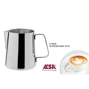 Caraffa Ilsa in Acciaio Inox 18/8 da 80cl per Cappuccino, 8 Tazze, Tumbler Resistente - Product Image 1