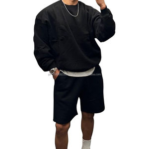 Sweat-shirts pour hommes surdimensionnés en coton peigné, col rond, pull uni, impression puff, streetwear, sweats à capuche et sweat-shirts pour hommes - Product Image 2