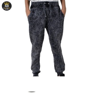 กางเกงผู้ชายเอวยางยืดล้างกรดผ้าฝ้ายโอเวอร์ไซส์ซักสไตล์สตรีท - Product Image 2