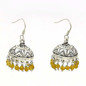Boucle d'oreille vintage de style antique avec pierre précieuse citrine jaune faite à la main bijoux bohème en argent fabriqué à partir d'argent sterling 925 - Product Image 1