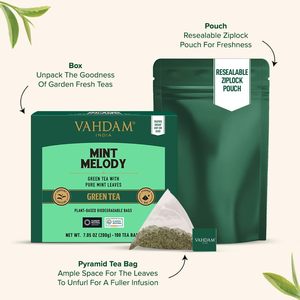 ชาเขียวมิ้นท์ VAHDAM แบบซอง (100 ซอง) ชาใบแท้ 100% - Product Image 4