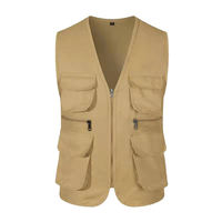 Gilet de pêche d'hiver léger et respirant, multi-poches, en polyester, sans manches, fermeture éclair, logo personnalisé, OEM, travail en extérieur, utilitaire