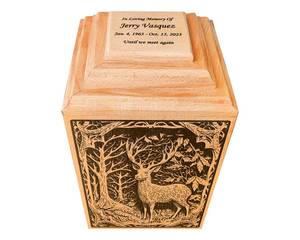 Urne funéraire en bois pour amoureux de chasse de taille adulte Urne funéraire en bois personnalisée Elk Urne en bois avec gravure plusieurs couleurs - Product Image 4