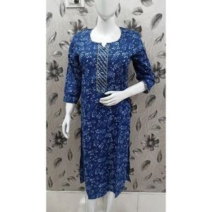 Ladies Jaipuri Cotton Floor-Length <b>Kurti</b> Elegant Trendy Office Lady Dress Breathable Feature ODM Supplied XS Size for Club Day - Product Image 1